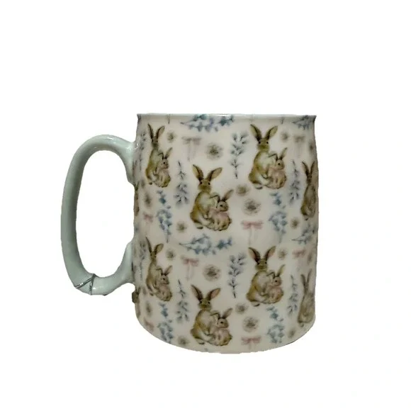 10 Strawberry Street Bella Spring Bunnies Ceramic Mug, Green, NEW w/ Tag - Picture 2 of 2